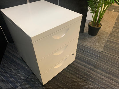 Used IKEA Erik White Metal Office pedestal with 3 Drawers on Wheels