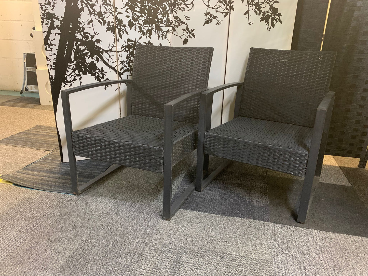 Grey Rattan Patio Two Chair Set