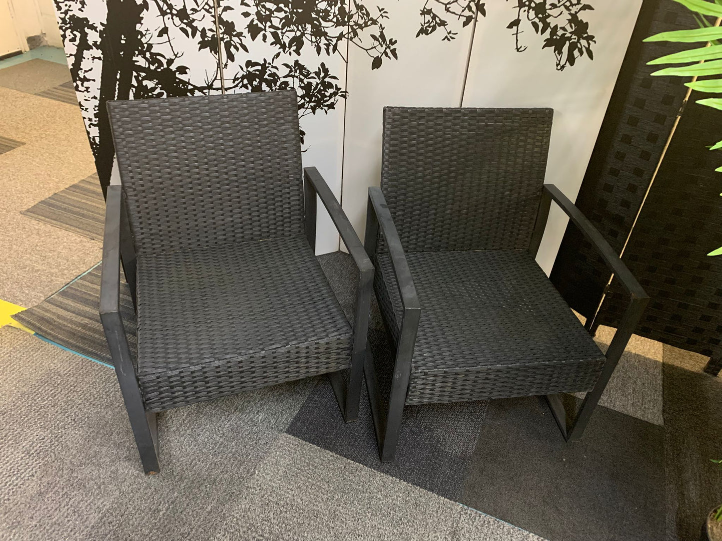 Grey Rattan Patio Two Chair Set