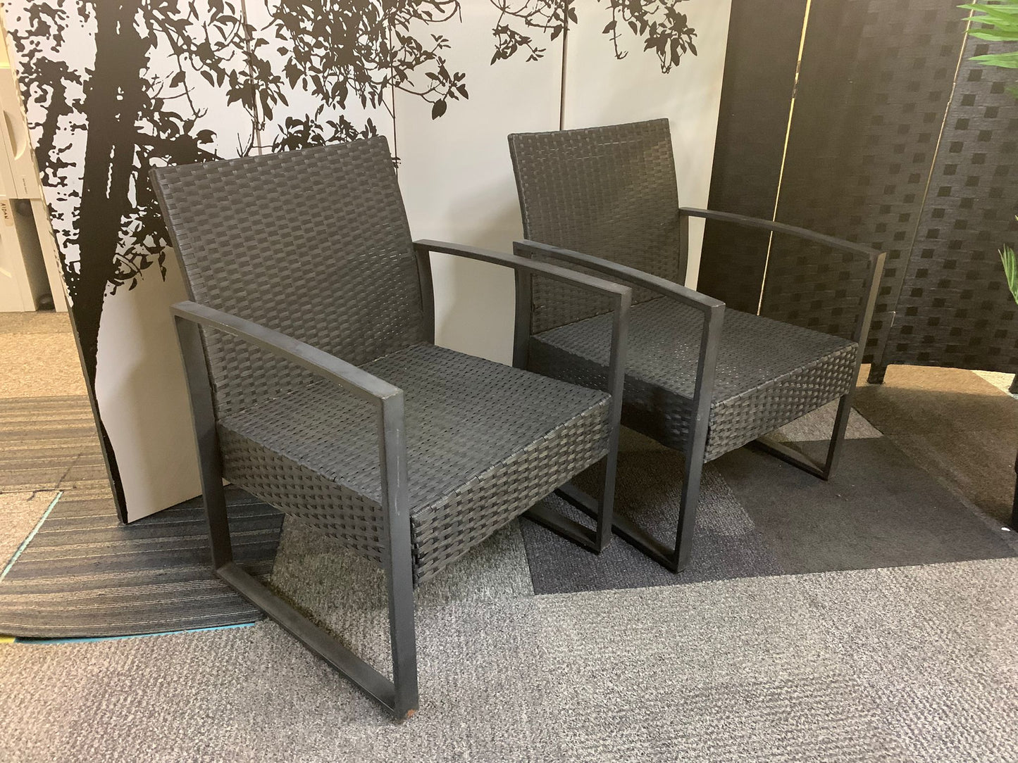 Grey Rattan Patio Two Chair Set