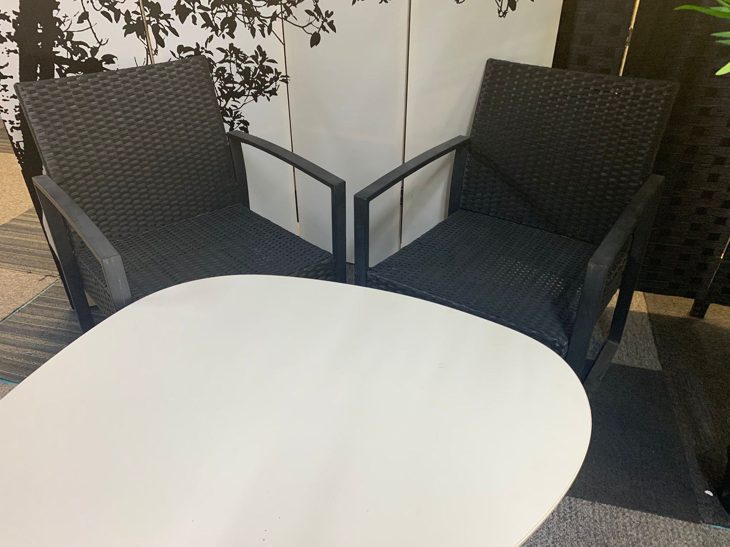 Grey Rattan Patio Two Chair Set