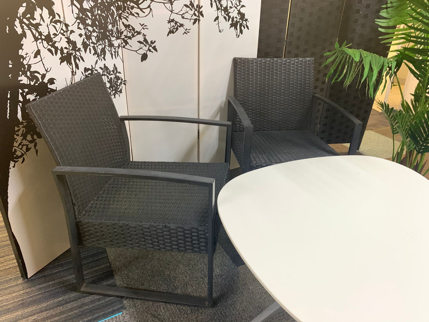 Grey Rattan Patio Two Chair Set