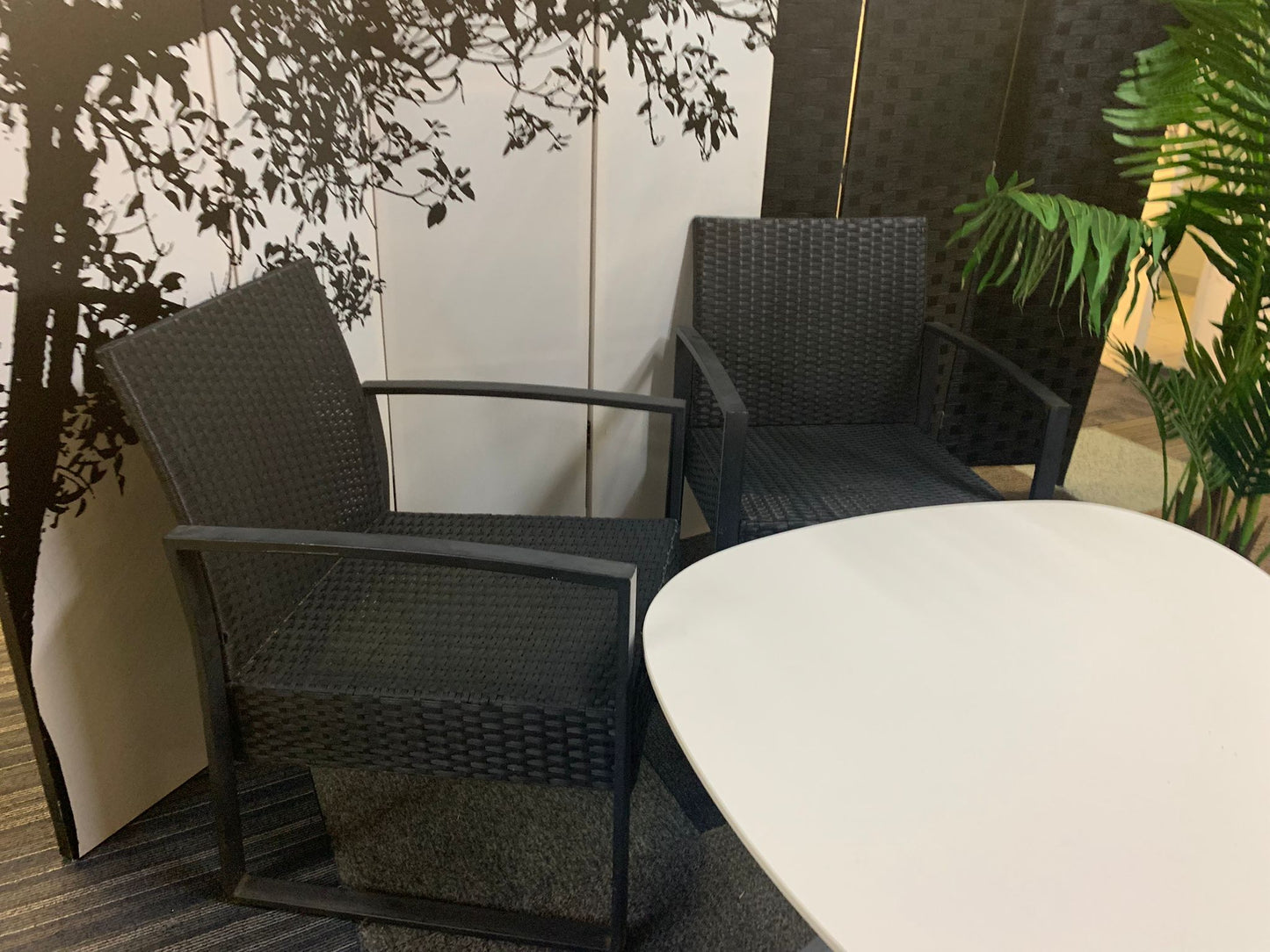 Grey Rattan Patio Two Chair Set