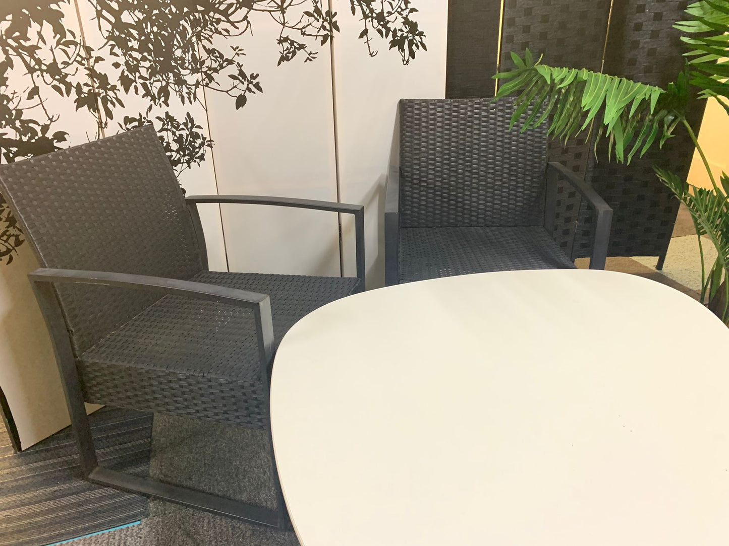 Grey Rattan Patio Two Chair Set