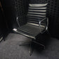Black leatherette Swivel Meeting Chair- Ribbed Auto-Return Swivel Chair