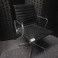 Black leatherette Swivel Meeting Chair- Ribbed Auto-Return Swivel Chair