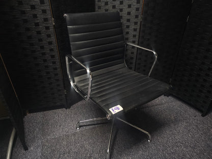Black leatherette Swivel Meeting Chair- Ribbed Auto-Return Swivel Chair