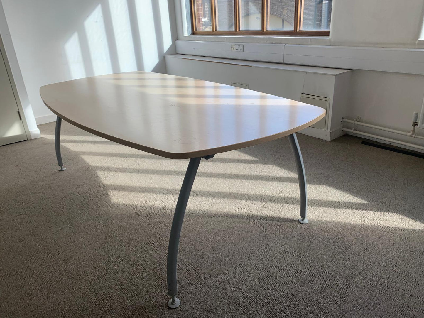 Used Office Meeting table 6 seater maple finish conference, 160cm x 100cm