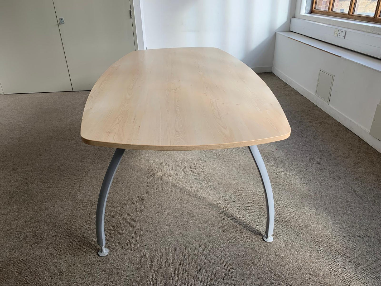 Used Office Meeting table 6 seater maple finish conference, 160cm x 100cm
