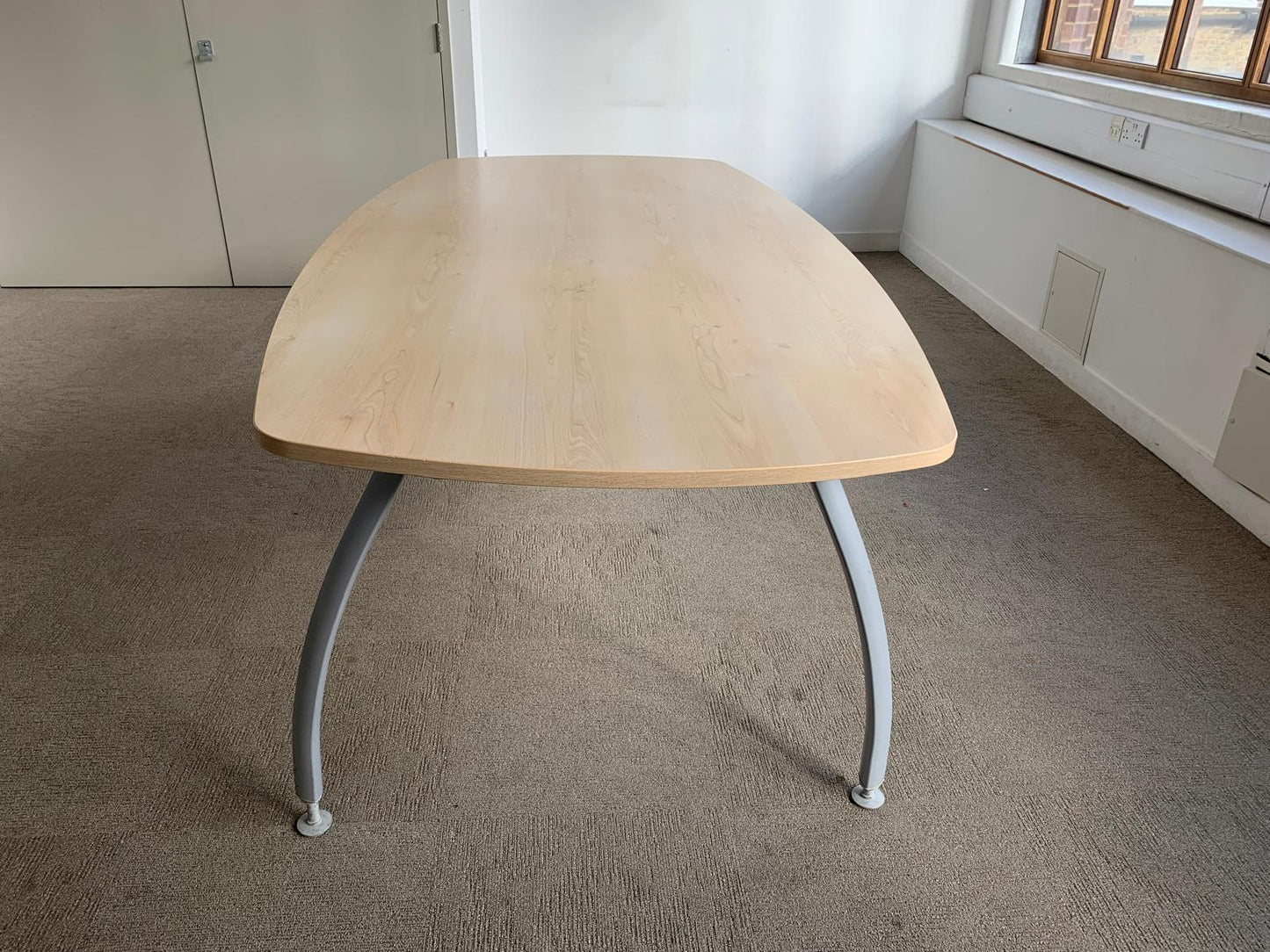 Used Office Meeting table 6 seater maple finish conference, 160cm x 100cm