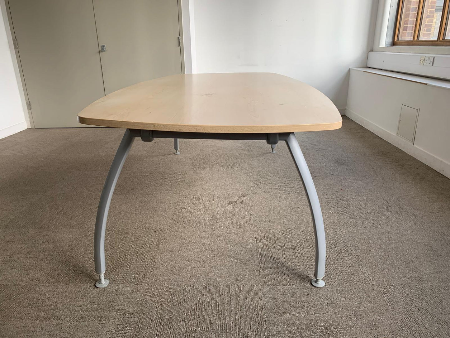 Used Office Meeting table 6 seater maple finish conference, 160cm x 100cm