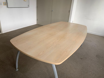 Used Office Meeting table 8 seater maple finish conference, 240cm x 100cm