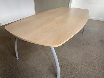 Used Office Meeting table 8 seater maple finish conference, 240cm x 100cm