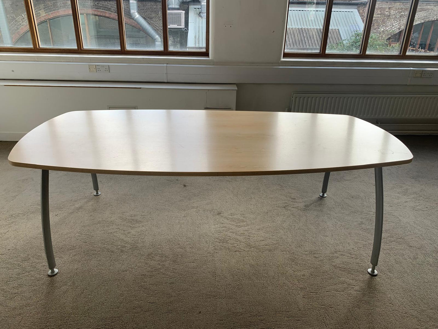 Used Office Meeting table 6 seater maple finish conference, 160cm x 100cm
