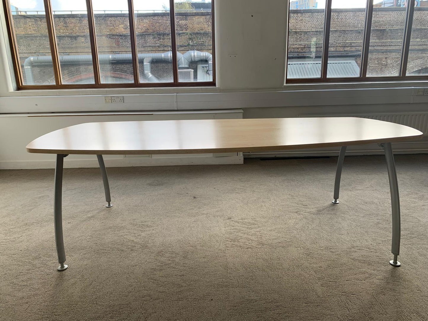 Used Office Meeting table 6 seater maple finish conference, 160cm x 100cm