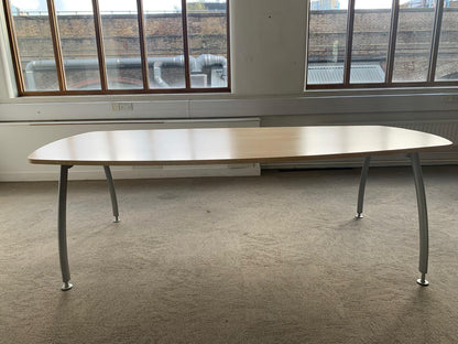 Used Office Meeting table 8 seater maple finish conference, 240cm x 100cm
