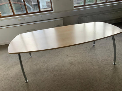 Used Office Meeting table 8 seater maple finish conference, 240cm x 100cm