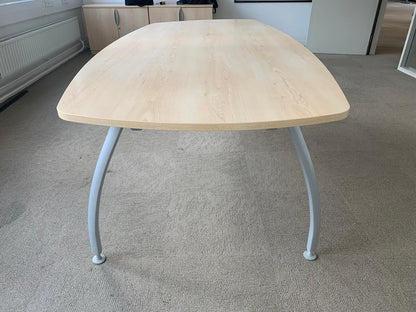 Used Office Meeting table 8 seater maple finish conference, 240cm x 100cm