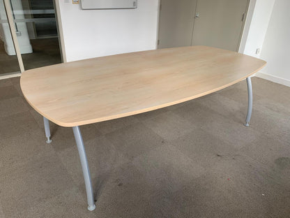 Used Office Meeting table 8 seater maple finish conference, 240cm x 100cm