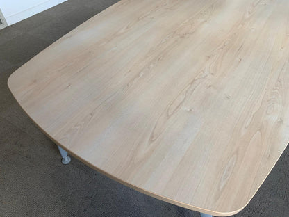 Used Office Meeting table 8 seater maple finish conference, 240cm x 100cm