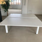 White 2 seater office electric sit stand desk, height adjustable, 2 pod Table