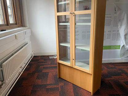 Glass Cabinet Display Case, Wood finish Tall Bookshelf H=210cm W=76cm D=29cm, 27cm