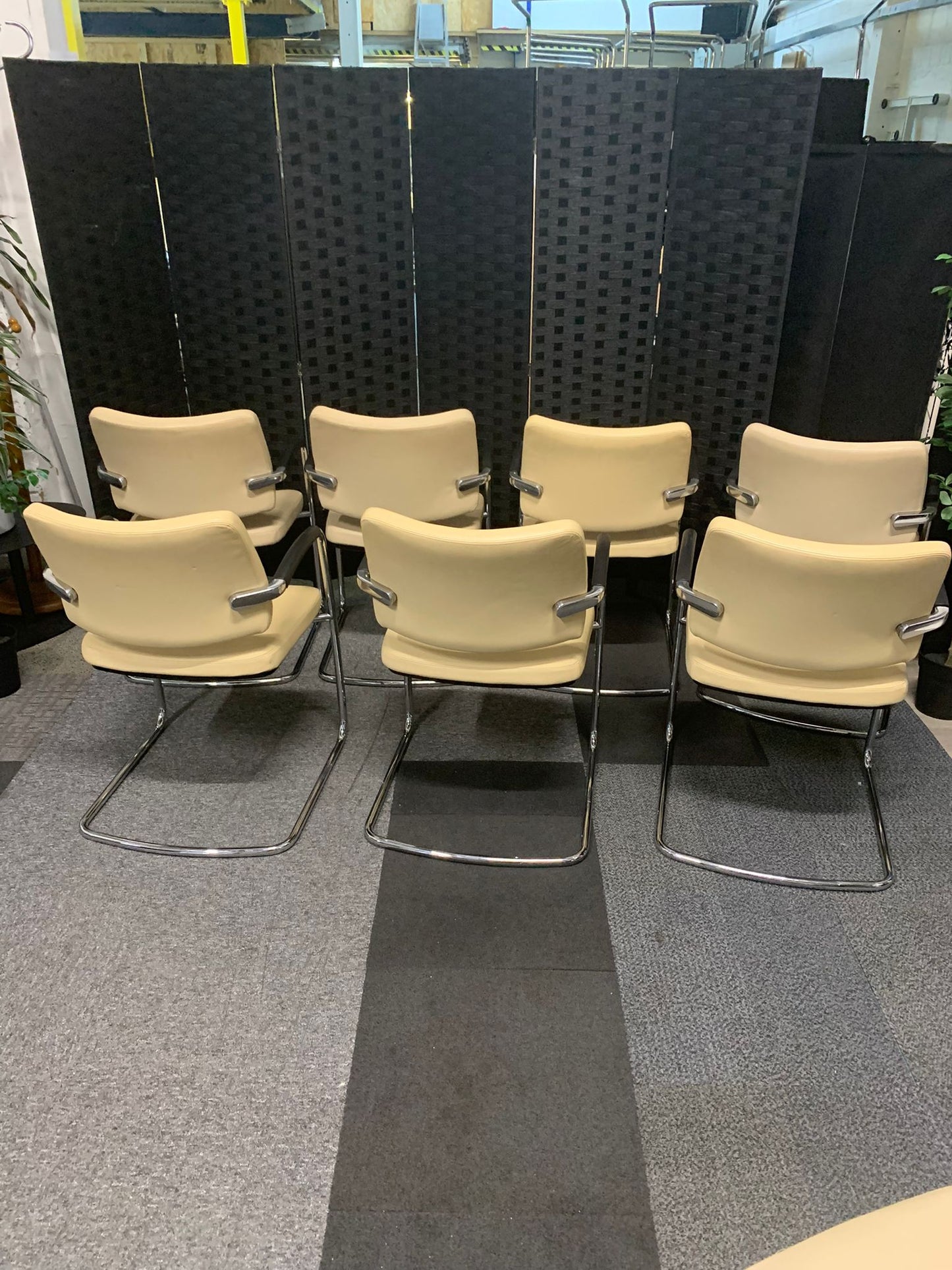 Used Meeting Boardroom Office Chair Cream Leather Boss Design