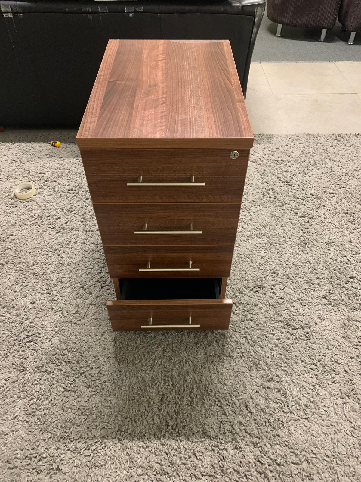Used Walnut 4- drawer Pedestal H 73cm x W 40cm x D 60cm