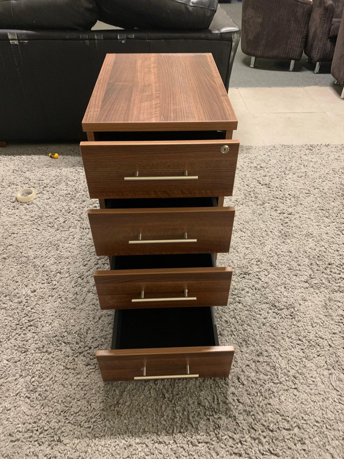 Used Walnut 4- drawer Pedestal H 73cm x W 40cm x D 60cm
