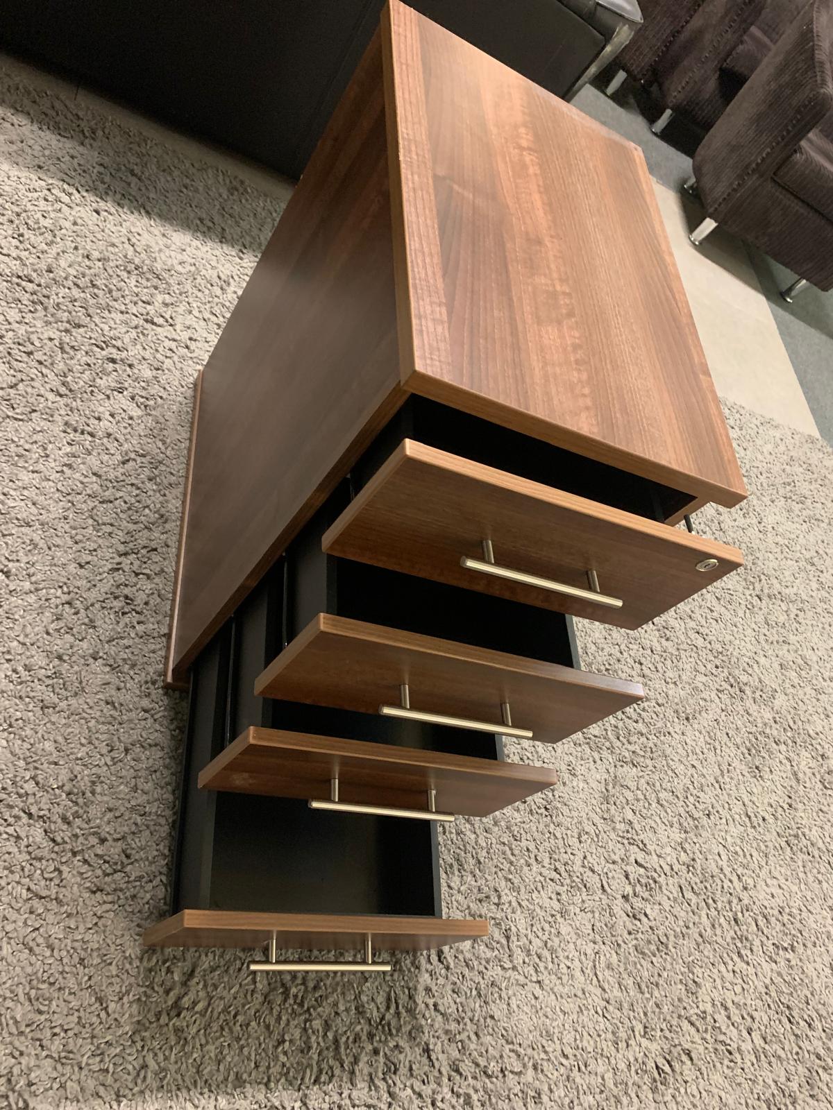 Used Walnut 4- drawer Pedestal H 73cm x W 40cm x D 60cm