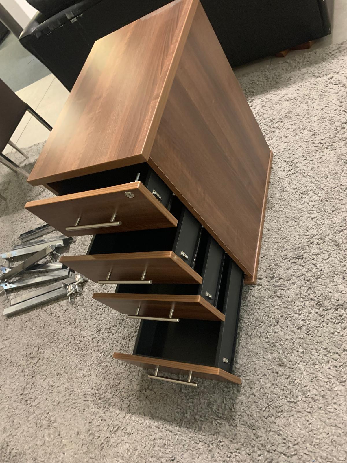 Used Walnut 4- drawer Pedestal H 73cm x W 40cm x D 60cm