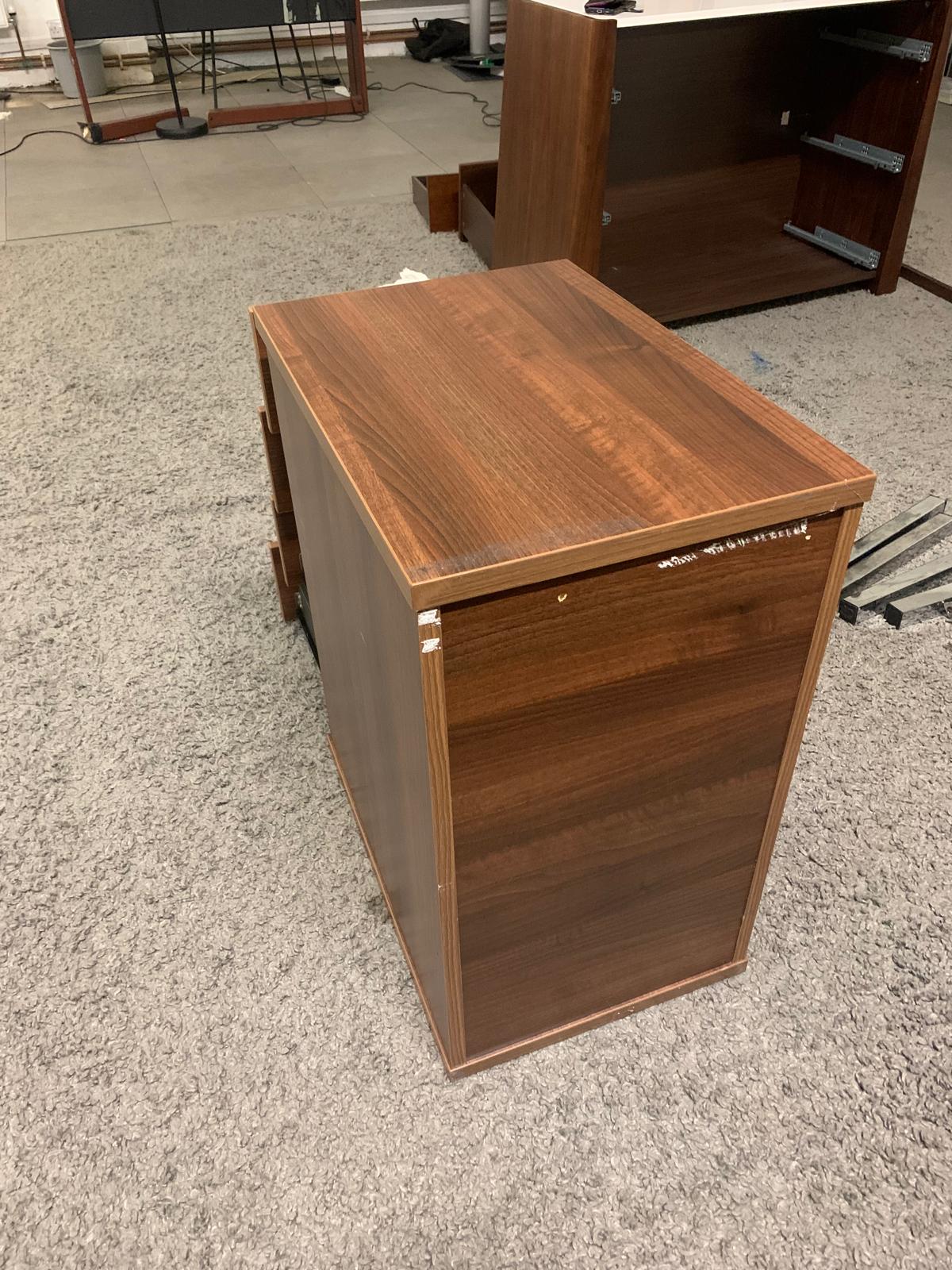 Used Walnut 4- drawer Pedestal H 73cm x W 40cm x D 60cm