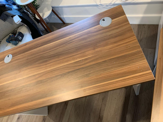 Used Single Office Desk Walnut White  W 120cm x D 60cm x 73cm