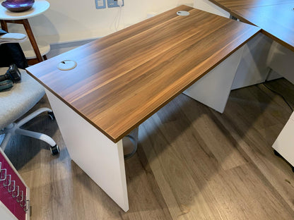Used Single Office Desk Walnut White  W 120cm x D 60cm x 73cm