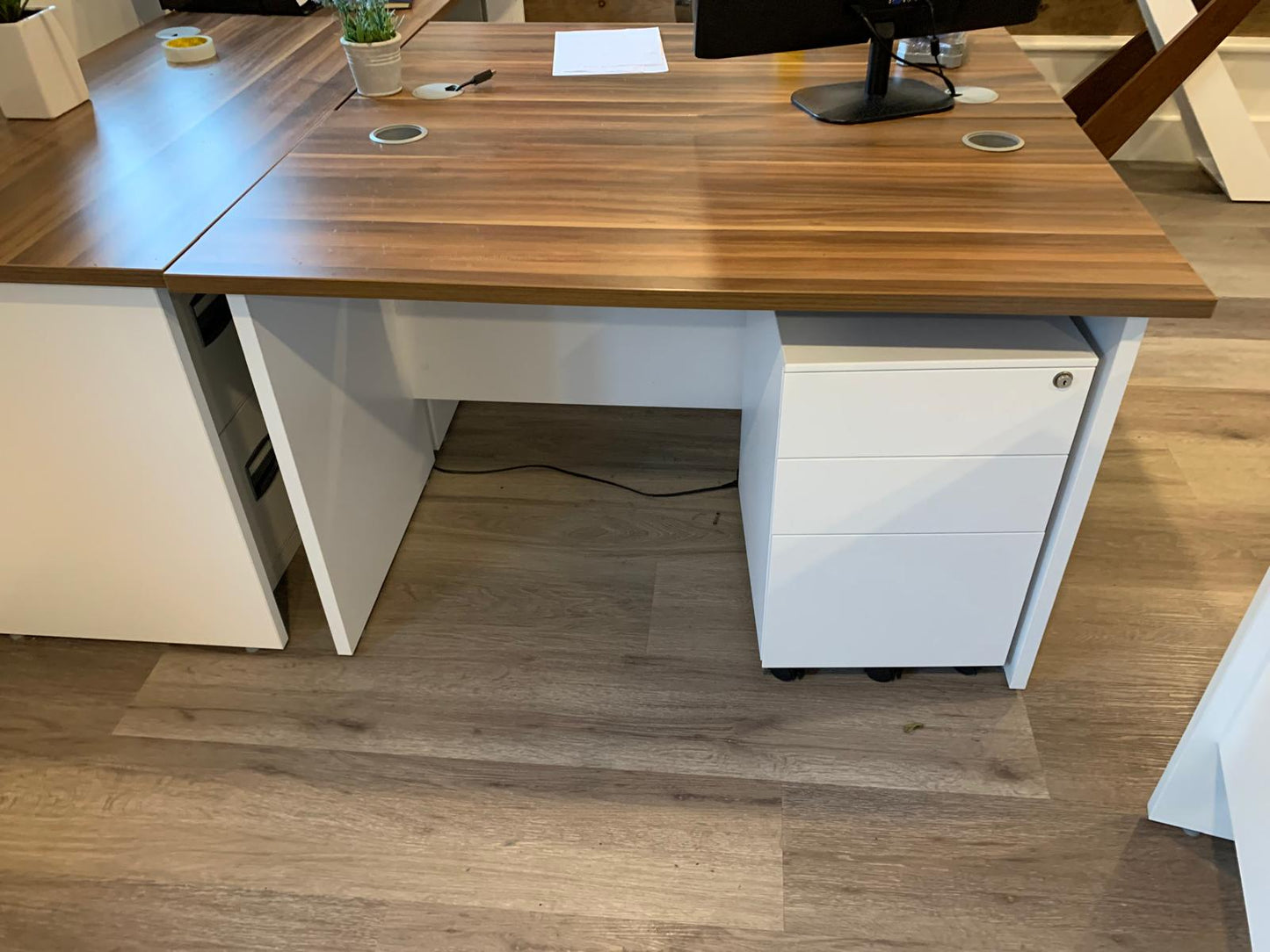 Used Single Office Desk Walnut White  W 120cm x D 60cm x 73cm