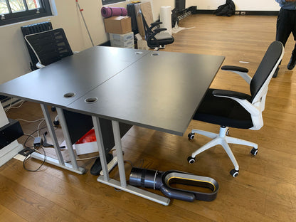 Used Straight Office Desk dark grey Top Silver Cantilever Leg