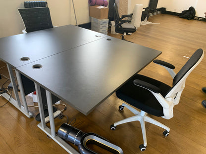 Used Straight Office Desk dark grey Top Silver Cantilever Leg
