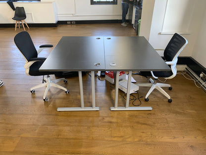 Used Straight Office Desk dark grey Top Silver Cantilever Leg