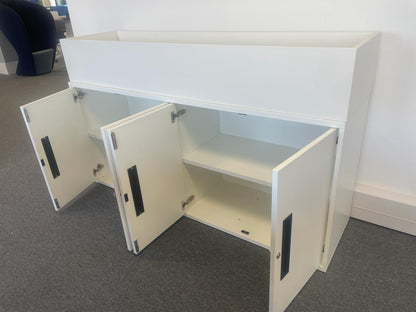 Used  Cupboard  White End of Desk cabinet with Planters 4 door