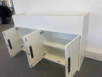 Used  Cupboard  White End of Desk cabinet with Planters 4 door