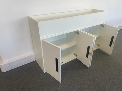 Used  Cupboard  White End of Desk cabinet with Planters 4 door