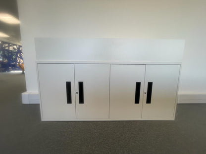 Used  Cupboard  White End of Desk cabinet with Planters 4 door