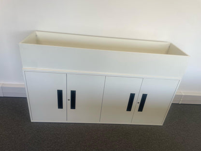 Used  Cupboard  White End of Desk cabinet with Planters 4 door