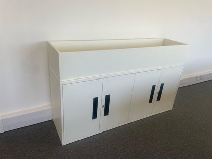 Used  Cupboard  White End of Desk cabinet with Planters 4 door