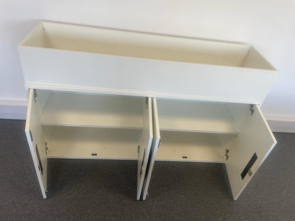 Used  Cupboard  White End of Desk cabinet with Planters 4 door