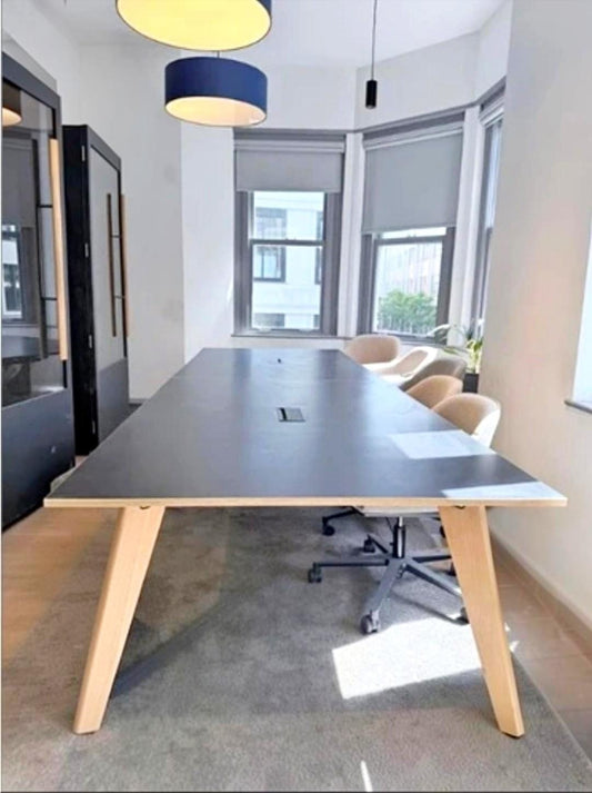 Used boardroom conference meeting office black table L 370cm W 120cm