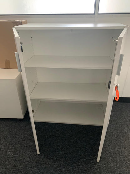 Used storage cupboard double door 2 door office  with vertical silver