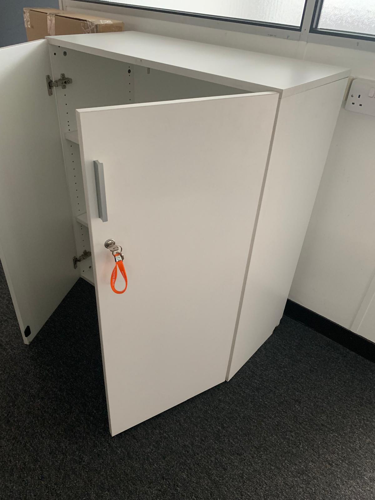 Used storage cupboard double door 2 door office  with vertical silver