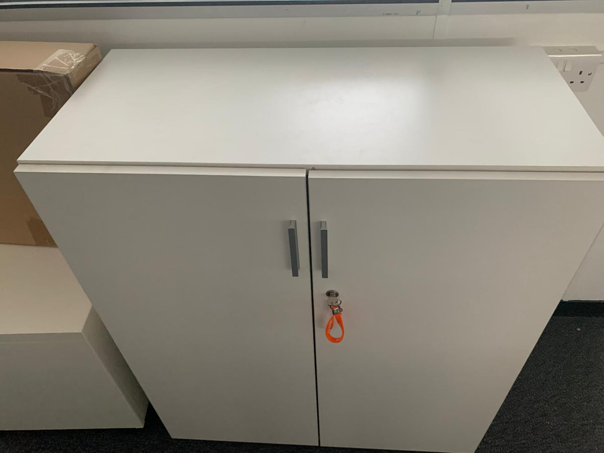 Used storage cupboard double door 2 door office  with vertical silver