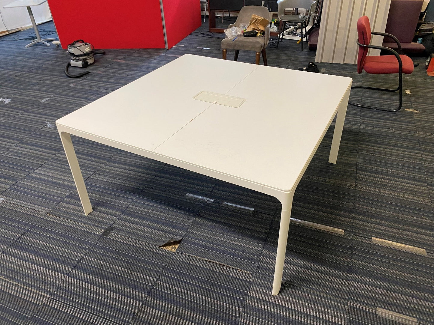 Ikea White (Black Legs) BEKANT conference meeting table 140cm x 140cm